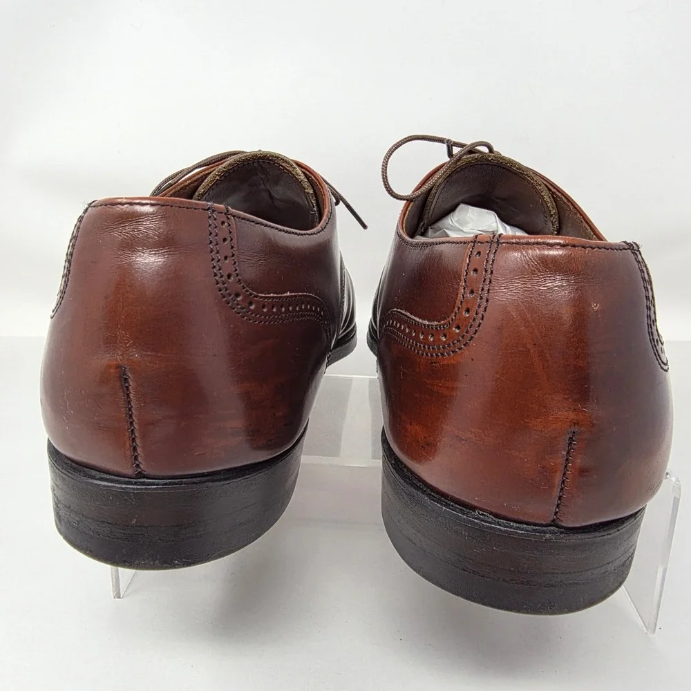 Nuflex Prime Oxford Shoes Mens 12 Cap Toe Brown Leather Brogue Made in USA